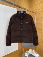 Prada letter printed badge long sleeve down jacket 1
