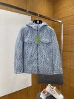 Gucci All-Over Print Zipped Denim Down Jacket