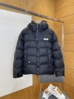 Dior Letter Print Stand Collar Hooded Quilted Down Jacket 1