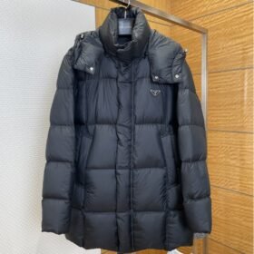Prada Enamel Triangle Logo Detachable Hood Down Jacket