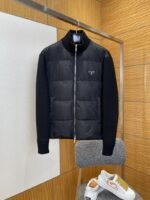Prada Enamel Triangle Logo Letter Embroidered Down Jacket 1