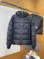 FENDI Sleeve Logo Patch Hooded Down Jacket