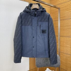 Fendi Double F Print Patchwork Detachable Hood Down Jacket 1