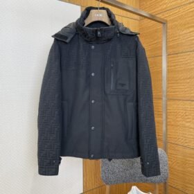 Fendi Double F Print Patchwork Detachable Hood Down Jacket 2
