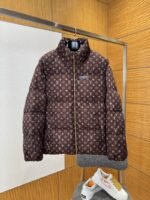 LV All-Over Print Zipper Stand Collar Down Jacket
