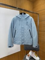 LV Solid Color Hooded Embossed Down Jacket 2
