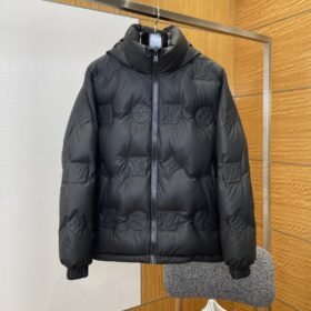 LV Embossed Print Hooded Down Jacket 1