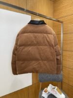 Miu Miu Embroidered Logo Leather Collar Corduroy Down Jacket - 图片 2