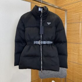 Prada Waist-Defining Belted Stand-Up Collar Down Jacket 1