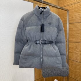 Prada Waist-Defining Belted Stand-Up Collar Down Jacket 2