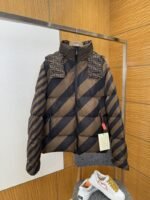 Fendi Striped Reversible All-Over Print Hooded Down Jacket  1