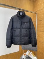Prada Subtle Jacquard Double-Faced Stand Collar Down Jacket