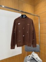LV Animal Embroidered Checkered Crewneck Sweater