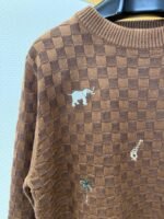 LV Animal Embroidered Checkered Crewneck Sweater - 图片 3