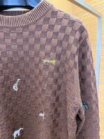 LV Animal Embroidered Checkered Crewneck Sweater - 图片 4