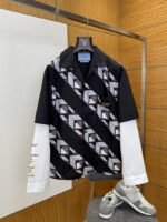 Prada Patchwork Print Fake Two-Piece Shirt 1