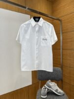 Dior Letter Embroidered Lapel Short-Sleeve Shirt