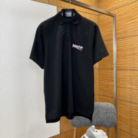 Balenciaga Letter Embroidered Logo Short-Sleeve Polo Shirt