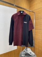Balenciaga Embroidered Patchwork Plaid Collared Shirt