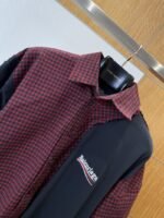 Balenciaga Embroidered Patchwork Plaid Collared Shirt - 图片 3
