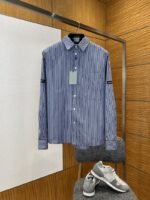 Balenciaga Logo Minimalist Striped Long-Sleeve Shirt