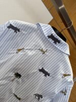 LV Animal Embroidered Striped Short-Sleeve Shirt - 图片 5