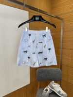 LV Animal Embroidered Striped Shorts