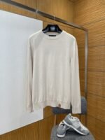 LV Leather Emblem Crew Neck Knit Sweater