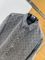 LV Full-Print Lapel Single-Button Denim Shirt 1 - 图片 3