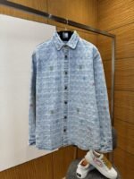 LV All-Over Print Color Jacquard Lapel Denim Jacket