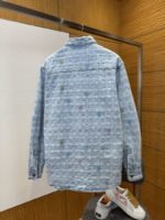 LV All-Over Print Color Jacquard Lapel Denim Jacket - 图片 2