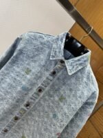 LV All-Over Print Color Jacquard Lapel Denim Jacket - 图片 3