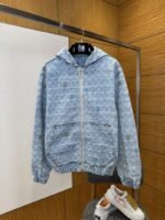 LV All-Over Print Color Jacquard Zipper Hooded Jacket