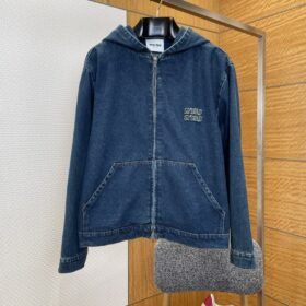 Miu Miu Logo Denim Hooded Zip-Up Jacket
