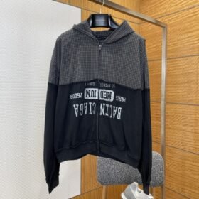 Balenciaga Checkered Patchwork Distressed Hoodie