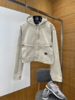 Balenciaga Cropped Hooded Denim Jacket