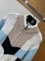 LV Embroidered Color-Blocked Zipper Knit Jacket - 图片 3
