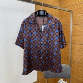 LV Checkered Polka Dot Short-Sleeve Shirt