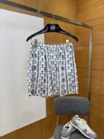LV Drawstring Printed Mulberry Silk Shorts