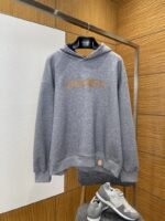 LV Embroidered Leather Label Hooded Sweatshirt