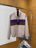 LV Color-Block Striped Stand Collar Zipper Jacket 1