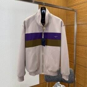 LV Color-Block Striped Stand Collar Zipper Jacket 1