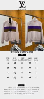 LV Color-Block Striped Stand Collar Zipper Jacket 1 - 图片 10