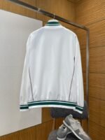 LV Leather Label color clash Stripe Stand Collar Jacket Coat - 图片 2