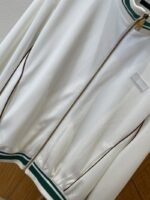 LV Leather Label color clash Stripe Stand Collar Jacket Coat - 图片 4