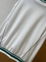 LV Leather Label color clash Stripe Stand Collar Jacket Coat - 图片 7