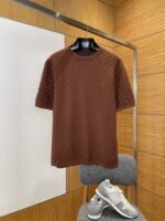 LV Embroidered Check Jacquard Knit Short-Sleeve T-Shirt 1