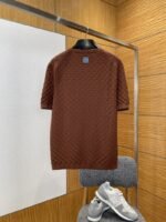 LV Embroidered Check Jacquard Knit Short-Sleeve T-Shirt 1 - 图片 2