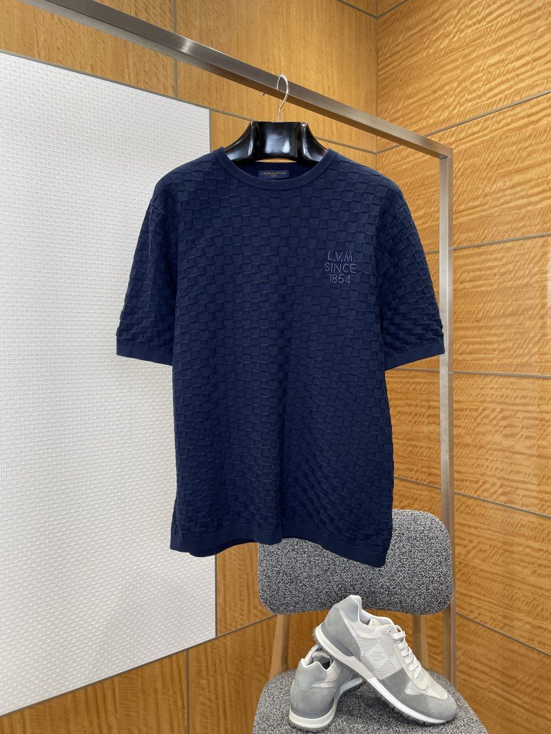 wsxc1773202834596_0.jpg LV Embroidered Check Jacquard Knit Short-Sleeve T-Shirt 2 - 图片 1