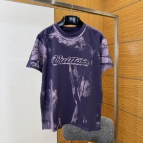LV Tie-Dye Print Letter Crew Neck Short-Sleeve T-Shirt 2